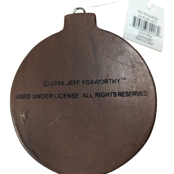 Ohio Wholesale 2006 Jeff Foxworthy Ornament 3.5 x 4-inch Brown Wood Fishing - Picture 3 of 4